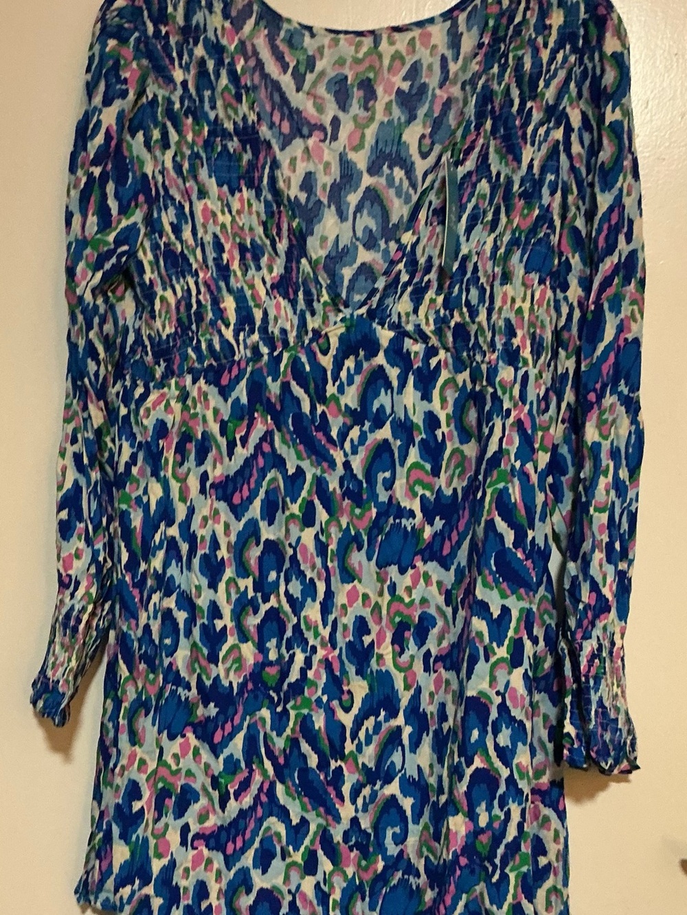 Cupshe Women Blue Multi-Color Printed Long Sleeve Cover-up